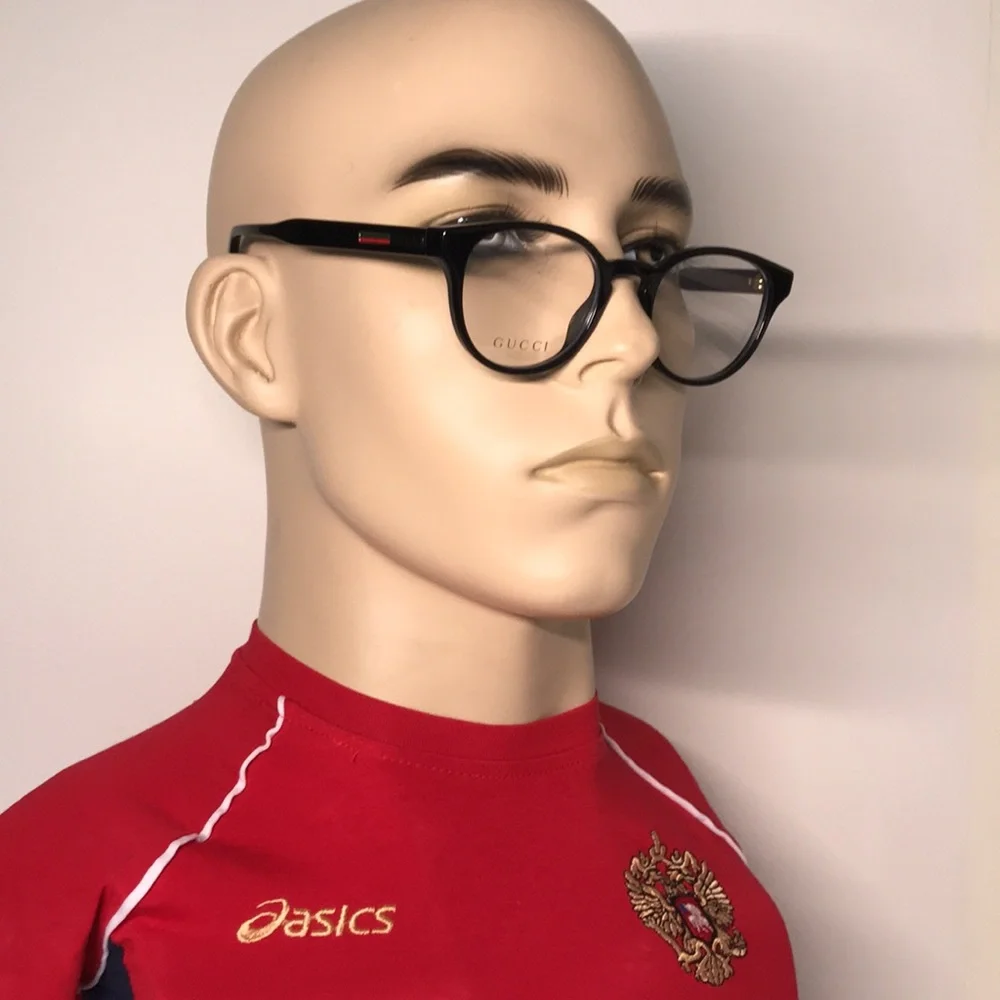 New Authentic Gucci GG0827O 001 Black Round Eyeglasses